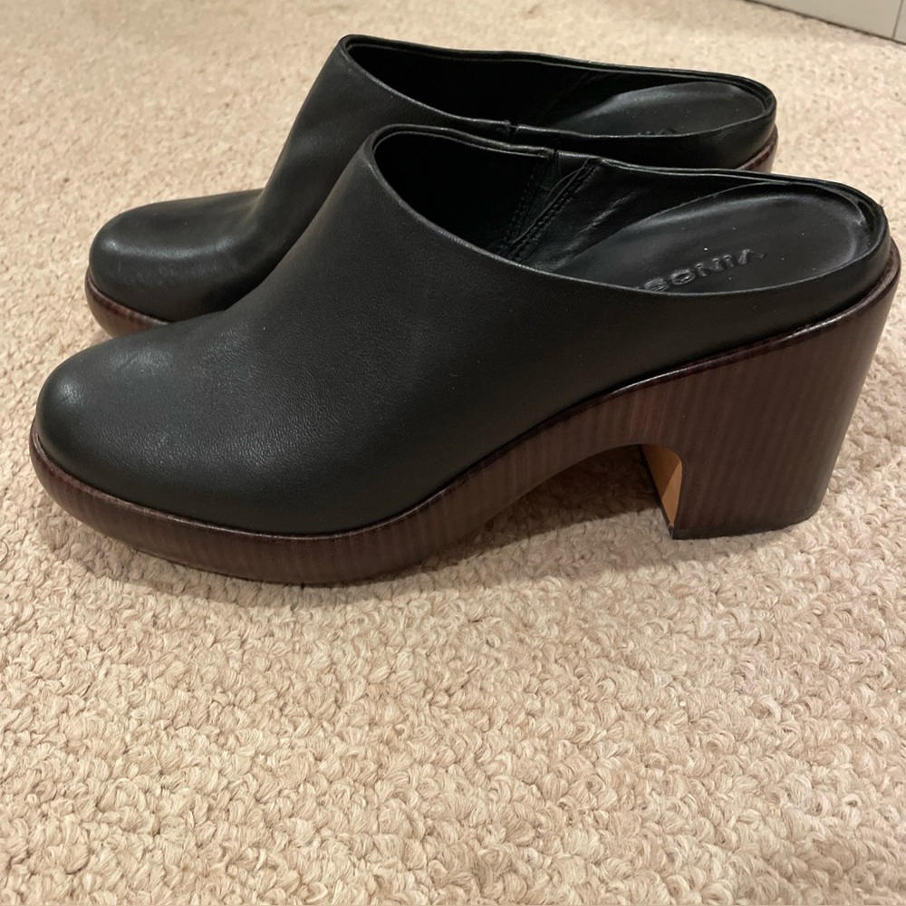 Vince Black Leather Women's Mules Clogs